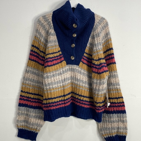 Mother Alpaca Blend Sweater The Buttoned Collar Jumper Winds of Change XL NWT - Picture 1 of 12